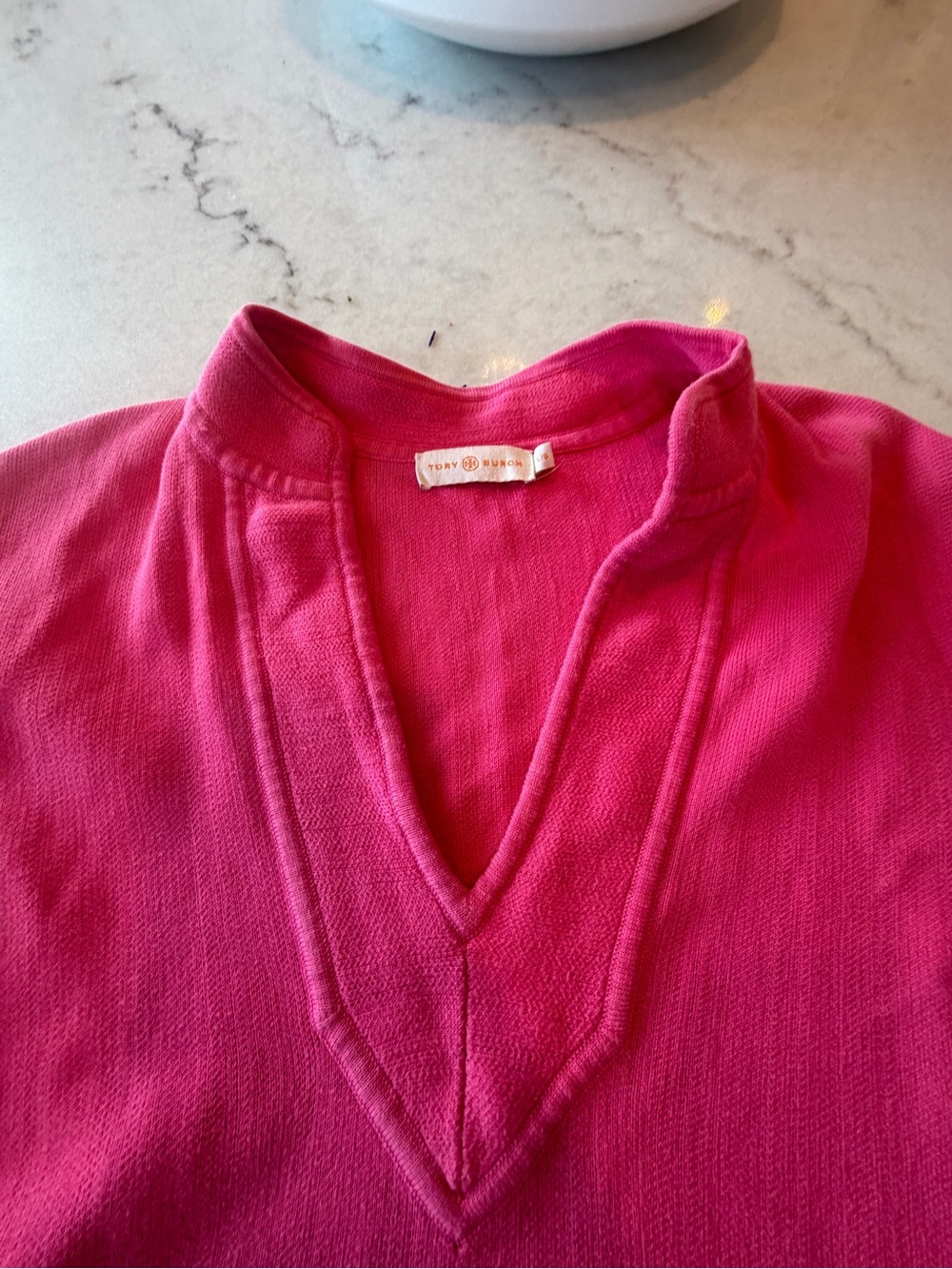 Tory Burch Bright Pink Split-Neck Tunic! L - Picture 6 of 6